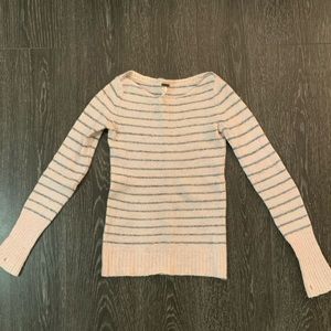 Free People Light Pink/Gray Striped Sweater